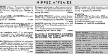 Μικρές Αγγελίες 21/11/2013