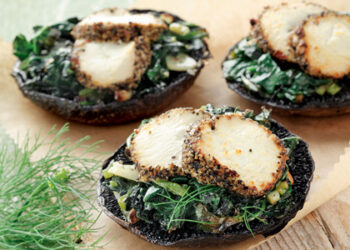 Μανιτάρια γεμιστά με σπανάκι και κατσικίσιο τυρί