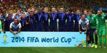 during the 2014 FIFA World Cup Brazil Third Place Playoff match between Brazil and the Netherlands at Estadio Nacional on July 12, 2014 in Brasilia, Brazil.