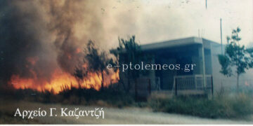 Από τη μεγάλη και πρωτοφανή για την περιοχή μας, καταστρεπτική πυρκαγιά τον Ιούλιο του 1988, από την στήλη του Γεώργιου Καζαντζή στον Παλμό 01/07/2015