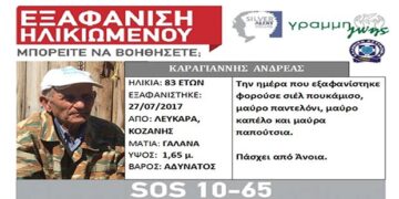 Άκαρπες οι έρευνες για τον 83χρονο αγνοούμενο από τα Λεύκαρα