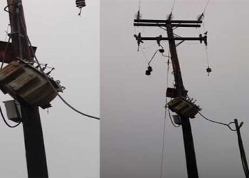 Κεραυνός έπεσε σε στύλο της ΔΕΗ έξω από την ΤΚ Παπαγιάννη Φλώρινας (Φωτογραφίες)