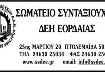 Ενημέρωση από το Σωματείο Συνταξιούχων ΔΕΗ Εορδαίας για συνταξιοδοτικά θέματα αρμοδιότητας ΕΦΚΑ- ΤΑΠ ΔΕΗ- Kυβέρνησης