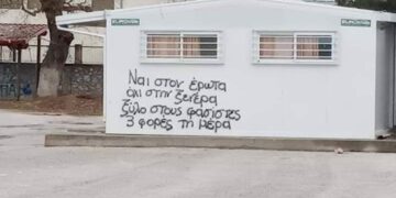 Το σύνθημα για τον έρωτα και τους …. φασίστες που γράφτηκε στο 2ο ΕΠΑΛ Πτολεμαΐδας