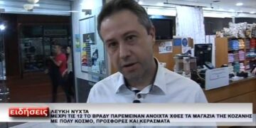 Η καλοκαιρινή «Λευκή νύχτα» στην Κοζάνη – Δείτε τι δηλώνει για την κίνηση στην αγορά ο πρόεδρος του Εμπορικού Συλλόγου Θ. Δραγατσίκας (Βίντεο)