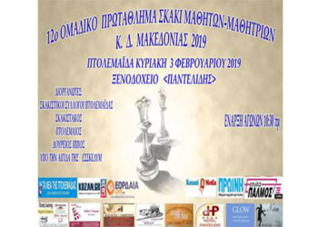 12ο ομαδικό πρωτάθλημα σκάκι  μαθητών – μαθητριών Κ.Δ. Μακεδονίας 2019