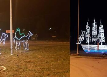 Εορταστικοί στολισμοί στις εισόδους της Πτολεμαΐδας (φωτογραφίες)