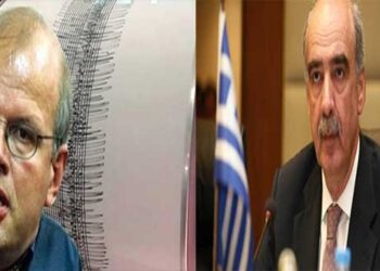 Ο καθηγητής σεισμολογίας Άκης Τσελέντης και υποψήφιος Ευρωβουλευτής μαζί με το Βαγγέλη Μεϊμαράκη στην Κοζάνη