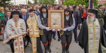Παλλαϊκή υποδοχή της Παναγίας Σουμελά στη Λεβαία Φλωρίνης