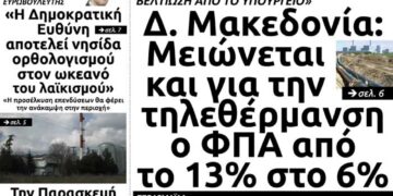 To πρωτοσέλιδο του Πτολεμαίου της Τετάρτης