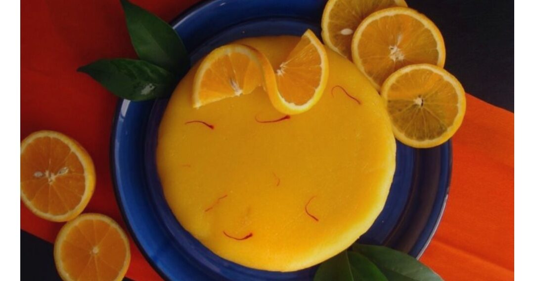 Σιμιγδαλένιος χαλβάς με πορτοκάλι και κρόκο Κοζάνης