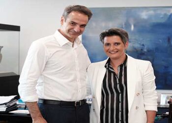 Συνάντηση του Προέδρου της Ν.Δ. κ. Κυριάκου Μητσοτάκη με την υποψήφια Βουλευτή Κοζάνης  Ευλαμπία (Εύη) Πρώϊου – Βαρζή