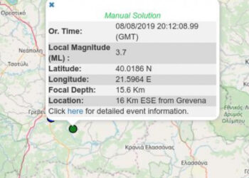 Σεισμός 3,7 Ρίχτερ στα Γρεβενά