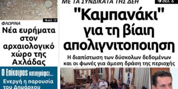 Το πρωτοσέλιδο του Πτολεμαΐου του Σαββάτου 21 Σεπτεμβρίου