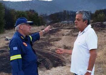 O Αντιπεριφερειάρχης ΠΕ Κοζάνης Γ. Τσιούμαρης στη φωτιά στα Λεύκαρα  – Συγχαρητήριο προς τους πυροσβέστες
