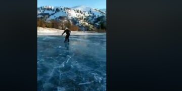 Πατινάζ σε παγωμένη λίμνη στη Βασιλίτσα Γρεβενών! Δείτε το απίθανο video!