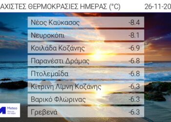 Καιρός: Ισχυρός παγετός τη νύχτα στη Δυτική Μακεδονία -8.4 στον Ν. Καύκασο Φλώρινας-Άγγιξαν τους -7 Κοιλάδα και Πτολεμαΐδα. Στους -6.3 το Βαρικό