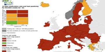 Χάρτης ECDC : Στο «κόκκινο» η Ευρώπη – Στην Ελλάδα οι μόνες «πράσινες» περιοχές