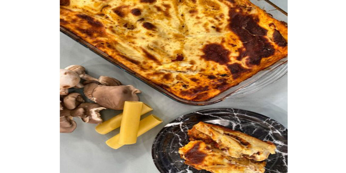 Κανελόνια με κιμά μανιταριών και ελαφριά μπεσαμέλ