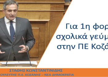 Στάθης Κωνσταντινίδης: Για πρώτη φορά σχολικά γεύματα στην ΠΕ Κοζάνης