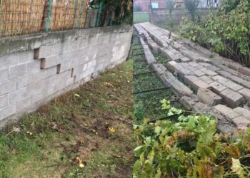 Κατάρρευση περίφραξης εκτός κόκκινης ζώνης και συνέχεια ρωγμώσεων – καθιζήσεων στην Κοινότητα Βαλτονέρων-ΦΩΤΟ