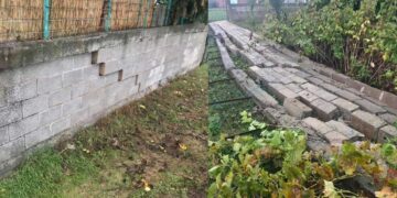 Κατάρρευση περίφραξης εκτός κόκκινης ζώνης και συνέχεια ρωγμώσεων – καθιζήσεων στην Κοινότητα Βαλτονέρων-ΦΩΤΟ