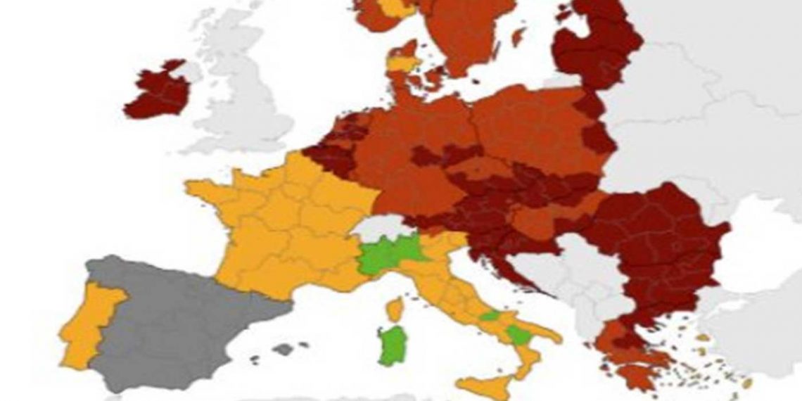 Κοροναϊός – Κοκκίνησε ολόκληρη η Ελλάδα στους Χάρτες του ECDC – Στο «βαθύ κόκκινο» Βόρεια Ελλάδα και Θεσσαλία