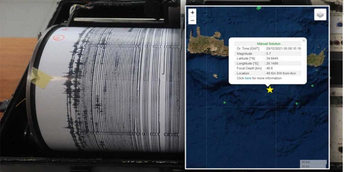 Σεισμός 5,7R ταρακούνησε την Κρήτη – Τι εκτιμούν οι σεισμολόγοι Λέκκας και Τσελέντης