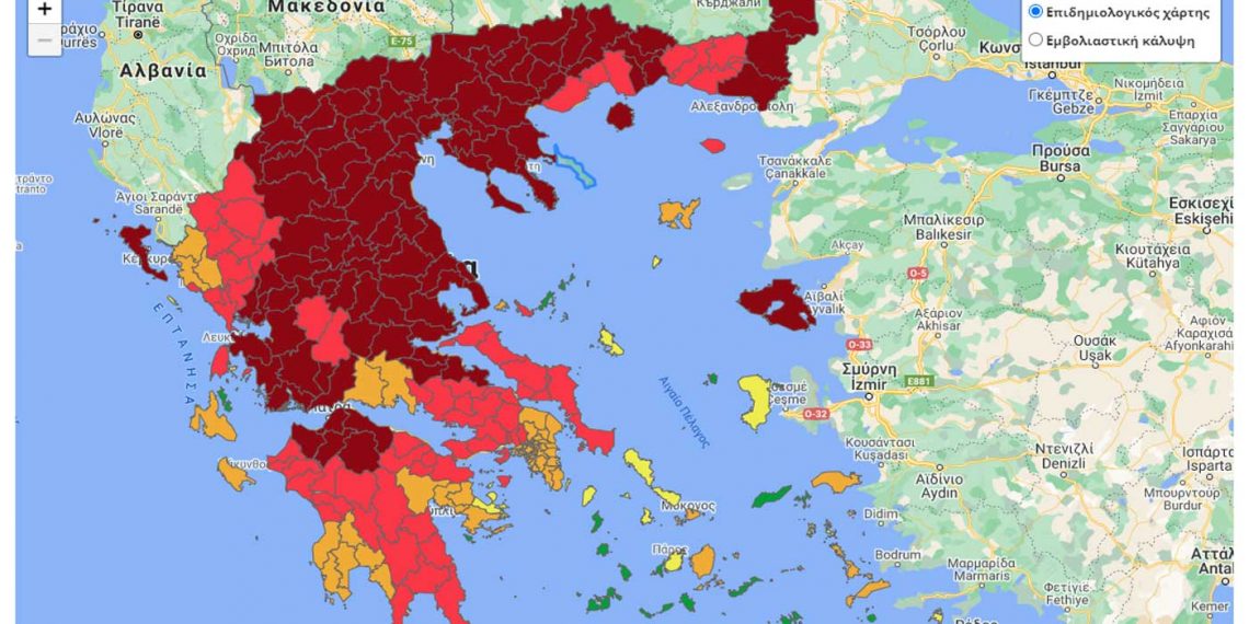 Ο νέος εμβολιαστικός χάρτης και τα ποσοστά εμβολιασμού ανά ΠΕ – Στο “βαθύ κόκκινο” η Δ. Μακεδονία
