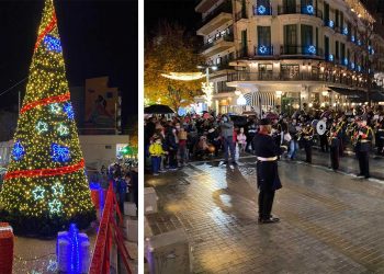 Με μουσικές από τη φιλαρμονική ΠΑΝΔΩΡΑ έγινε το άναμμα του Χριστουγεννιάτικου δέντρου στην Κοζάνη