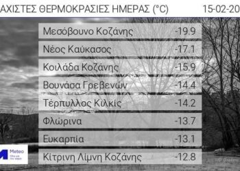 Στην κατάψυξη η Δυτική Μακεδονία- Τους -20 (-19,9) άγγιξε το θερμόμετρο τη νύχτα στο Μεσόβουνο