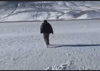 Παγωμένη η λίμνη Πετρών στον Άγιο Παντελεήμονα-VIDEO