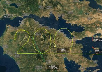 200 χρόνια από την Επανάσταση του 1821: Η Aegean σχημάτισε τον αριθμό 200 πετώντας πάνω από την Πελοπόννησο