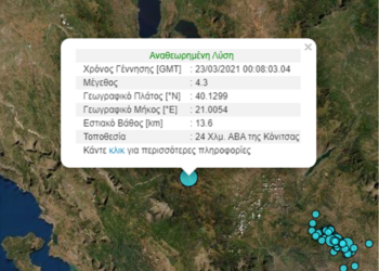Σεισμός 4,3 Ρίχτερ τα ξημερώματα κοντά στην Σαμαρίνα