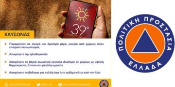 Πολιτική Προστασία: Συμβουλές προς τους πολίτες για την αντιμετώπιση του καύσωνα