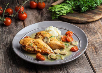 Φιλέτο κοτόπουλο με μουστάρδα και μανιτάρια