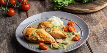 Φιλέτο κοτόπουλο με μουστάρδα και μανιτάρια