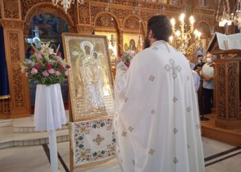 Υποδοχή της εικόνας της Παναγίας στον Ιερό Ναό Αγίου Στεφάνου