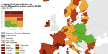 Κορωοϊός – Χάρτης ECDC: «Πορτοκαλί» και «βαθύ κόκκινο» σε όλη την Ελλάδα