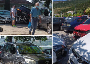 Καστοριά: Τροχαίο στο πάρκινγκ – Αυτοκίνητο παρέσυρε σταθμευμένα (Φωτογραφίες)