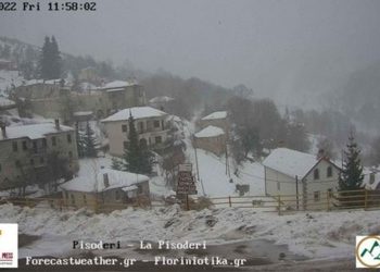 Δείτε live την χιονόπτωση σε Φλώρινα, Πισοδέρι και Νυμφαίο
