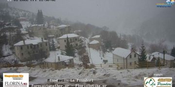 Δείτε live την χιονόπτωση σε Φλώρινα, Πισοδέρι και Νυμφαίο