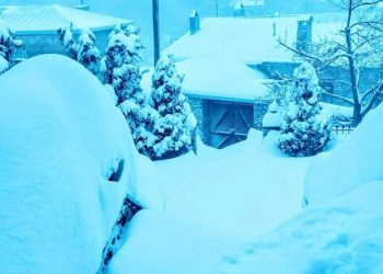 80 πόντοι έφτασε το ύψος του χιονιού στο Νυμφαίο