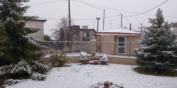 Χιονισμένο τοπίο και στον Κρόκο Κοζάνης