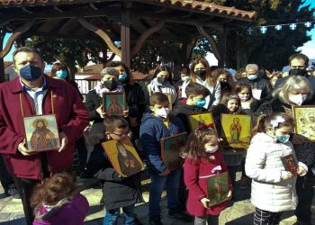 Με συμμετοχή παιδιών η λιτάνευση των εικόνων, την Κυριακή της Ορθοδοξίας 2022,  στον Άγιο Διονύσιο εν Ολύμπω στο Βελβεντό