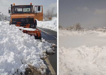 Υπό δύσκολες συνθήκες ο αποχιονισμός στα ορεινά της Βλάστης -VIDEO