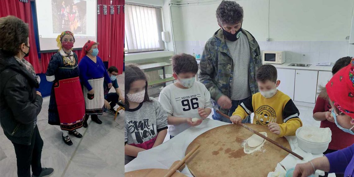 Οι μικροί μαθητές μυούνται στο έθιμο των Λαζαρίνων της Λευκοπηγής