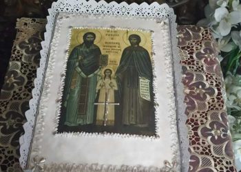 Θεία Λειτουργία στο παρεκκλήσι  των νέομαρτύρων Ραφαήλ, Νικολάου και Ειρήνης στο Μποδοσάκειο