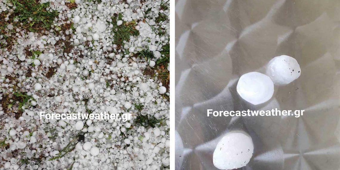 ΦΩΤΟ από την ισχυρή χαλαζόπτωση στην περιοχή της Κοζάνης