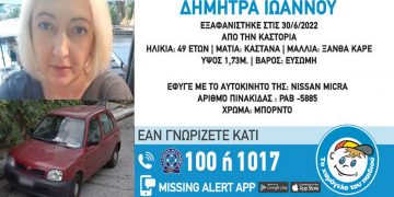 Βρέθηκε η Δήμητρα Ιωάννου που είχε εξαφανισθεί από την Καστοριά